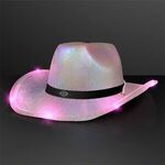 Light Up Iridescent Cowgirl Hat with Black Band -  