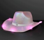 Light Up Iridescent Cowgirl Hat with White Band -  