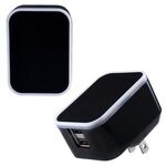 Light-Up-Your-Logo Duo USB Wall Charger - Black-white