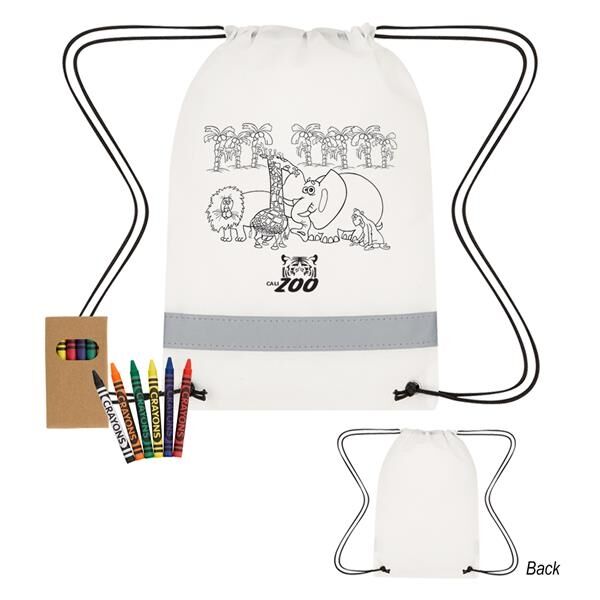 Main Product Image for Lil' Bit Reflective Non-Woven Coloring Drawstring Bag