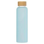 Lucerne-20 oz. Frosted Borosilicate Glass Bottle W/ Bamboo Lid