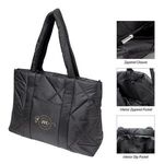 Luxe Quilted Puffer Tote Bag - Black