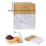 Marble and Bamboo Cheese Cutting Board With Slicer - White Marble