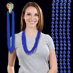 Mardi Gras Beads Necklace - Metallic Blue