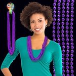 Mardi Gras Beads Necklace - Metallic Purple
