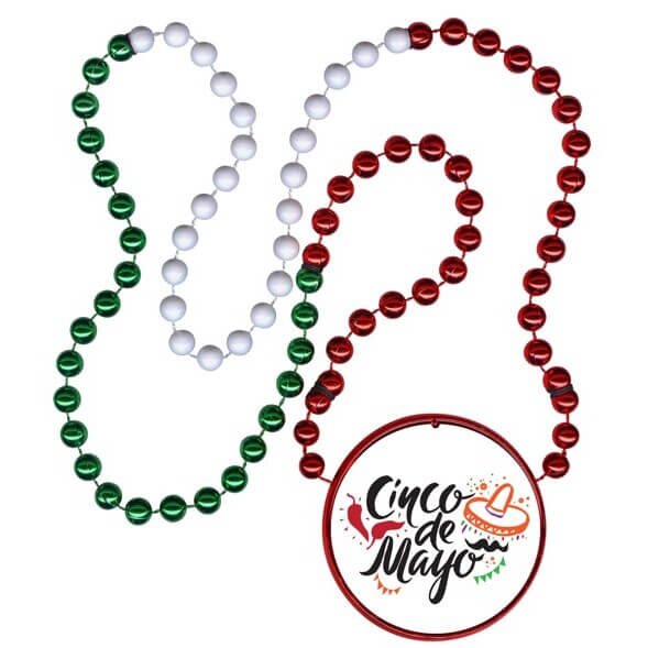 Main Product Image for Mardi Gras Beads with Inline Medallion (Red, White & Green)