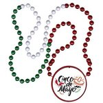 Mardi Gras Beads with Inline Medallion (Red, White & Green) -  
