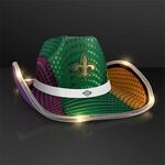Mardi Gras LED Sequin Cowboy Hat with White Band