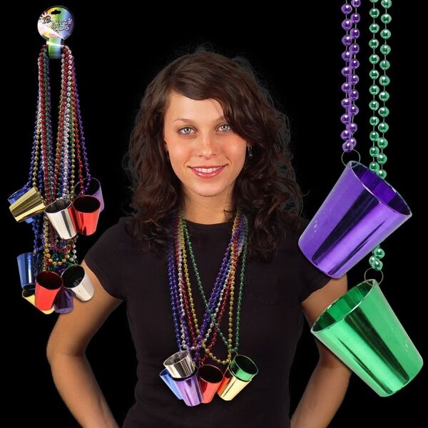 Main Product Image for Mardi Gras Necklace with Shot Glass