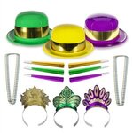 Mardi Gras Party Kit for 25 - Green-yellow-purple