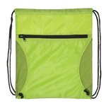 Mesh Accent Drawstring Backpack - Lime Green