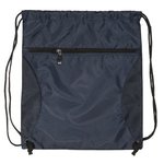 Mesh Accent Drawstring Backpack - Navy Blue