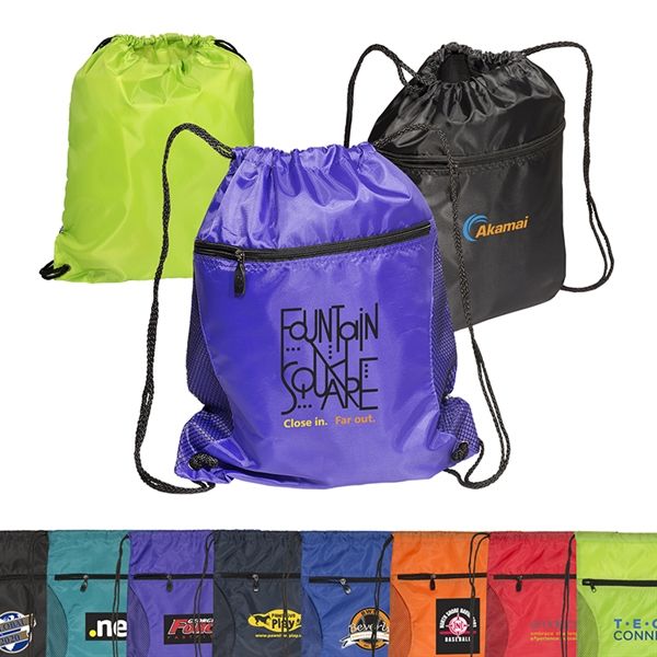 Main Product Image for Imprinted Mesh Accent Drawstring Backpack