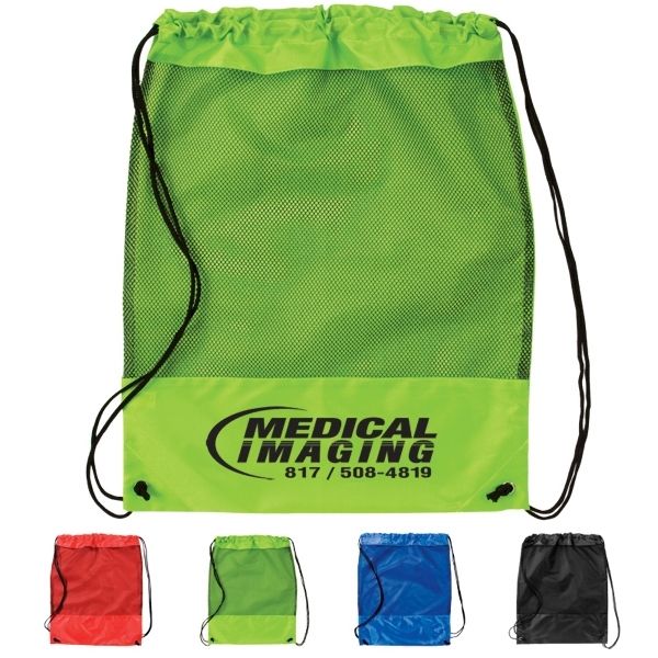Main Product Image for Custom Mesh Panel Drawstring Backpack