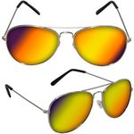 Metal Aviator Glasses - Silver-yellow