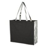 Metallic Accent Non-Woven Bag - Black With Silver