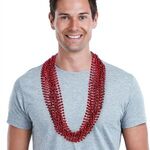 Metallic Beaded Necklace - Metallic Red