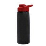 Metallic Flair Bottle - Drink Thru Lid - 26 oz - Metallic Blk w/ Red Lid