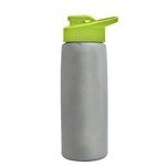 Metallic Flair Bottle - Drink Thru Lid - 26 oz - Silver w/ Lime Green Lid