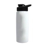 Metallic Flair Bottle - Drink Thru Lid - 26 oz - White w/ Black Lid