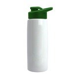Metallic Flair Bottle - Drink Thru Lid - 26 oz - White w/ Green Lid