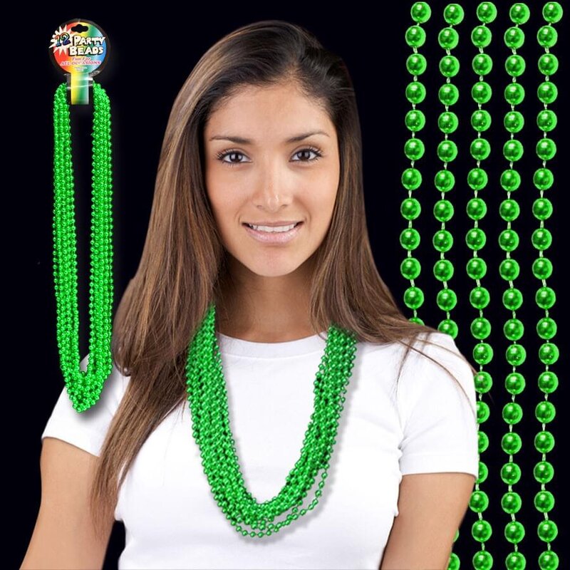 Main Product Image for Metallic Green Mardi Gras Beads