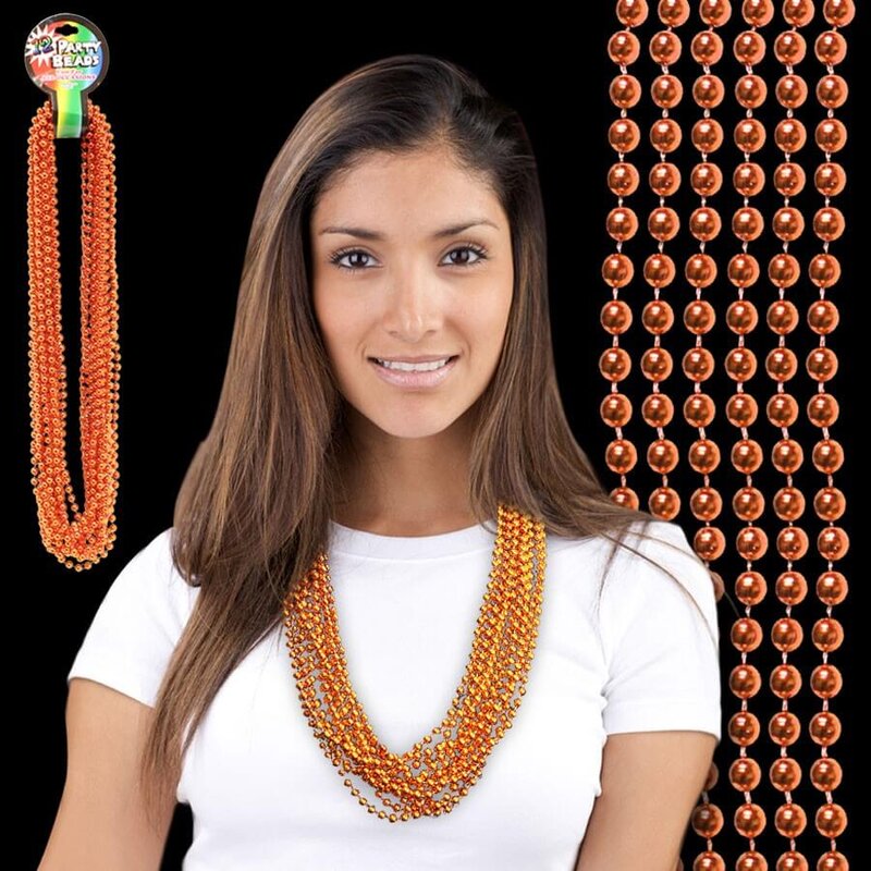 Main Product Image for Metallic Orange Mardi Gras Beads