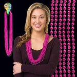 Metallic Pink Mardi Gras Beads -  