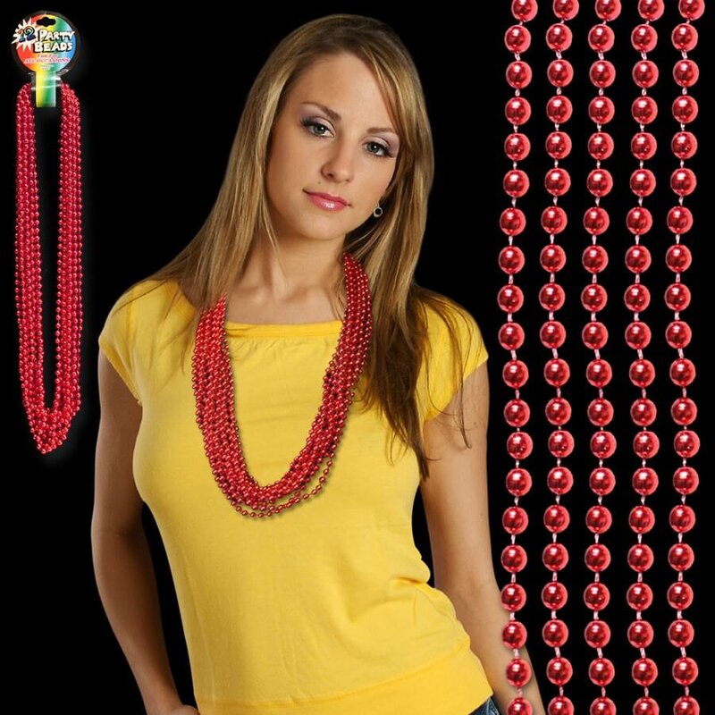 Main Product Image for Metallic Red Mardi Gras Beads