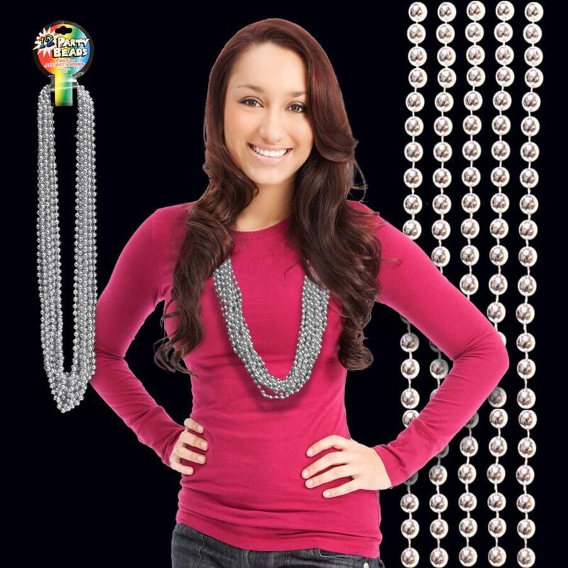 Main Product Image for Metallic Silver Mardi Gras Beads