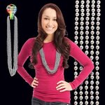 Metallic Silver Mardi Gras Beads -  