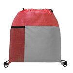 Metroplex - Drawstring Bag with 210D Pocket - Full Color - Red