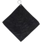 Microfiber Golf Towel w/ Grommet and Hook - Black