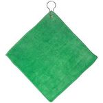 Microfiber Golf Towel w/ Grommet and Hook - Green