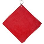 Microfiber Golf Towel w/ Grommet and Hook - Red