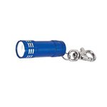 Mini Aluminum LED Flashlight With Key Clip - Blue