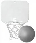 Mini Basketball with Imprinted Backboard Hoop & Ball - Silver
