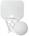 Mini Basketball with Imprinted Backboard Hoop & Imprinted Ball - White