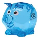Mini Plastic Piggy Bank - Translucent Blue
