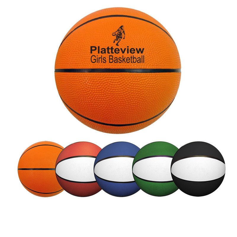 Main Product Image for Custom Printed Mini Rubber Basketball 7"