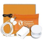 Mobile Tech Auto and Home Accessory Kit in Carabiner Pouch - Translucent Orange