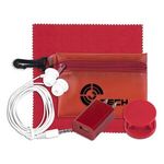 Mobile Tech Auto and Home Accessory Kit in Carabiner Pouch - Translucent Red