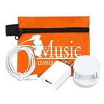 Mobile Tech Auto and Home Charging Kit with Earbuds in Polye - Orange