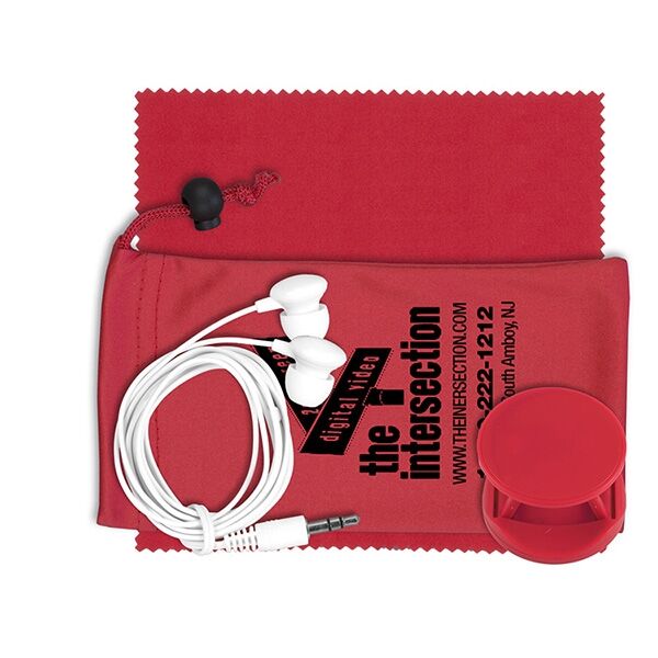 Main Product Image for Mobile Tech Earbud Kit with Car Charger in Cinch Pouch