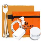 Mobile Tech Home and Auto Charging Kit with Earbuds & Cloth - Orange