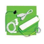 Mobile Tech Power Bank Accessory Kit with Earbuds in Pouch - Lime