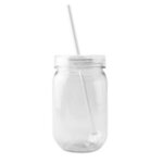 Multi Color LED 20oz Mason Jar with Straw - Clear