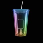 Multi Color Light Up Travel Cup with Dog Tag Insert - Multi Color