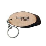 Natural Oval Wood Keyring -  