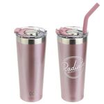 NAYAD™ Trouper 22oz Stainless Double Wall Tumbler with Str - Rose Gold